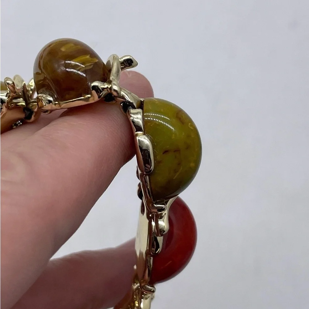 Vintage Bakelite Style Bracelet | Vintage Chained Bracelet 8.5” chain - Picture 2 of 10